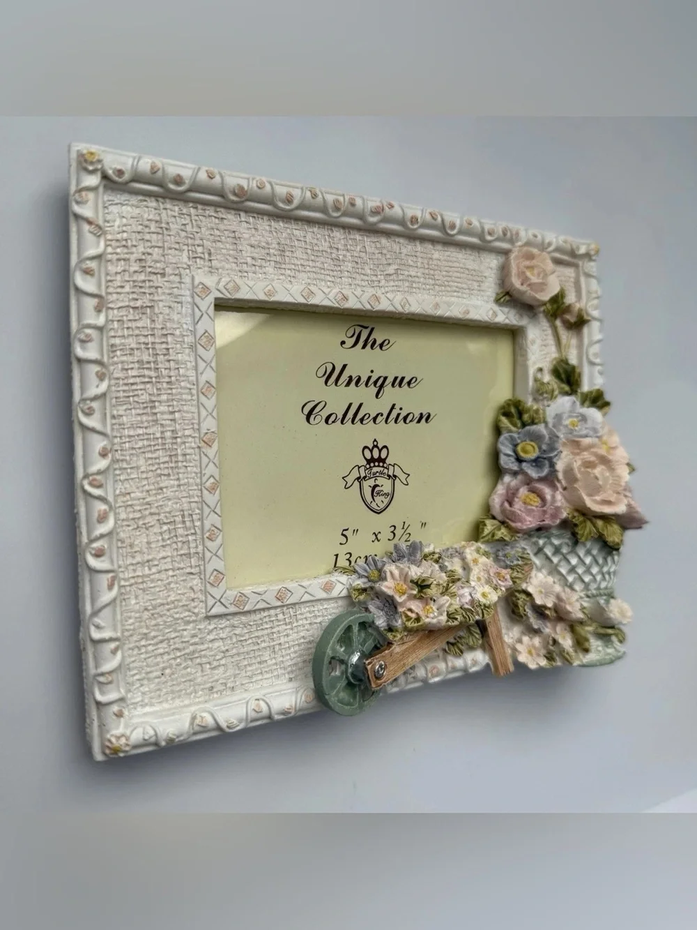 Turtle King Floral Flower Garden Wheelbarrow Photo Frame Vintage Cottagecore